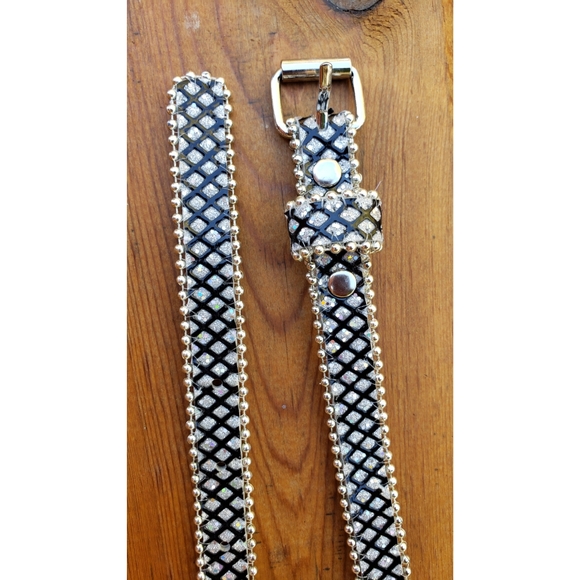 NEW Thin Sparkly Black Iridescent & Silver Belt S - Picture 4 of 5